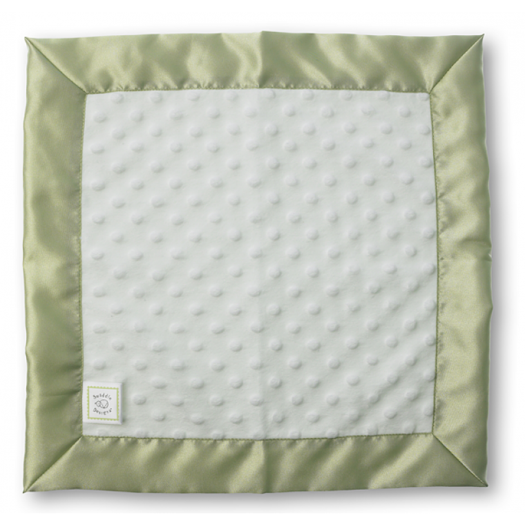 SwaddleDesigns Baby Lovie Small Security Blanket Plush Dots with Satin Trim Kiwi